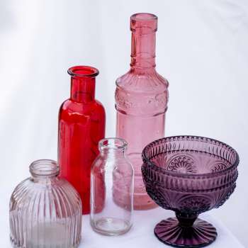Coloured bottle vases - various